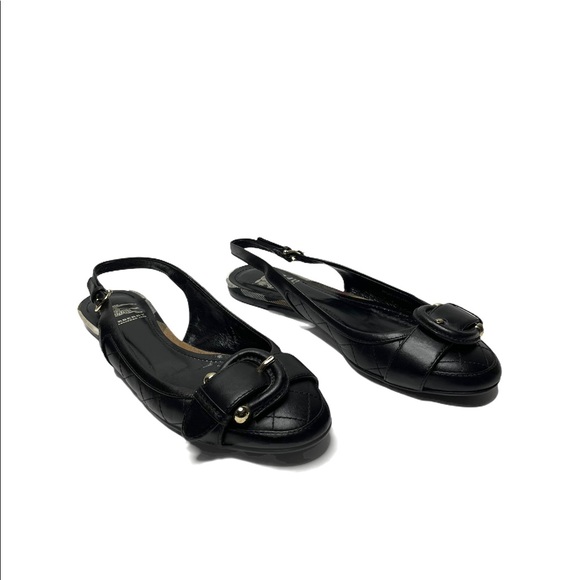 Burberry | Round Toe Slingback Buckle Flats Black 36.5 - Picture 6 of 10